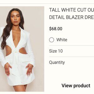 Tall White Cut Out Detail Blazer Dress